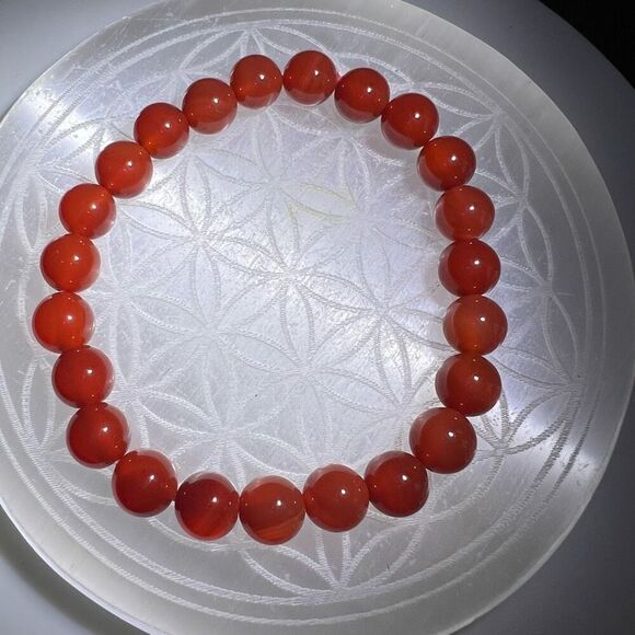 Carnelian Crystal Beaded‎ Stretch Bracelet - Picture 3 of 7